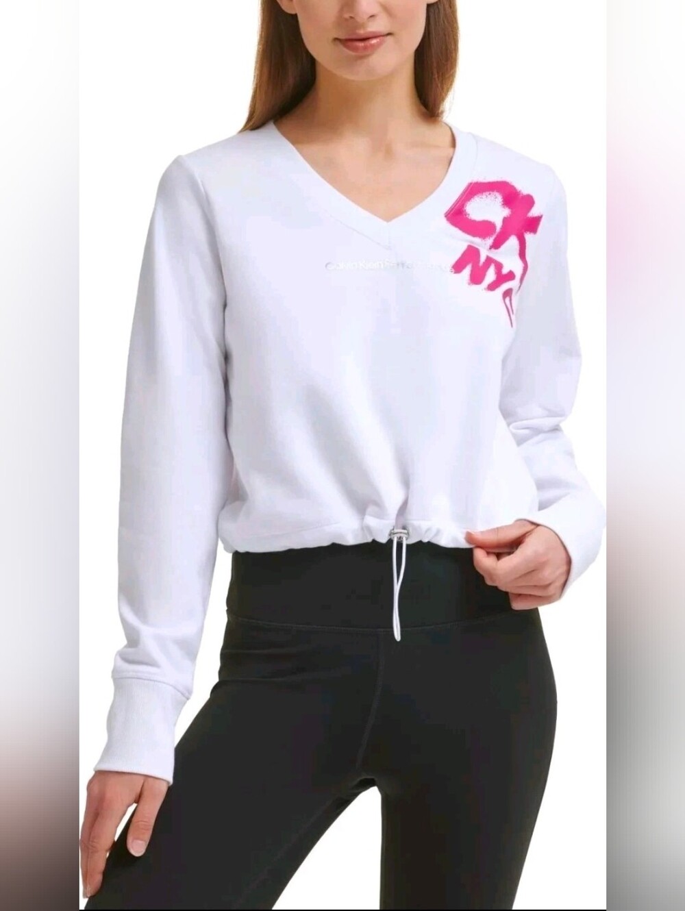 New Women's Calvin Klein Performance Women's Cinched Logo Sweatshirt, Size XL